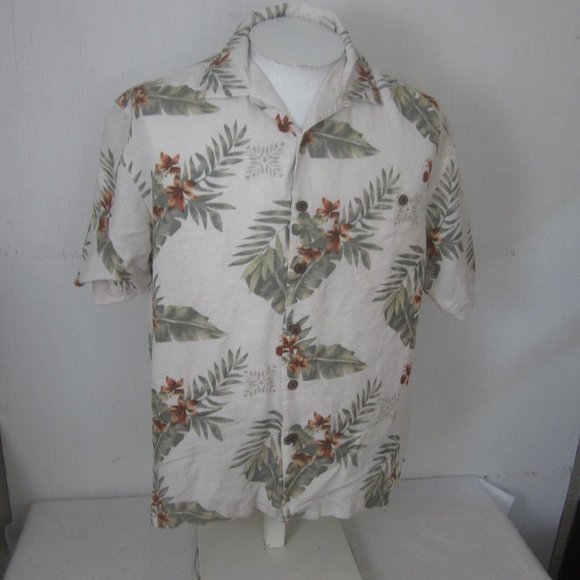 Summa vintage Men Hawaiian camp shirt p2p 24 L aloha luau tropical linen blend - Picture 3 of 10